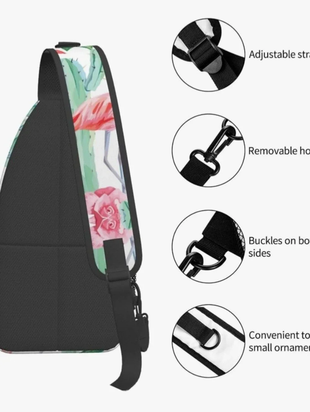 Flamingo And Cactus Sling Backpack